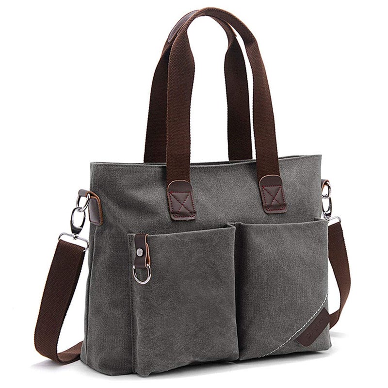 ToLFE Women Top Handle Satchel Handbags Tote Purse Shoulder Bag (Large: (L) 14.57" x(W) 6.3" x(H) 12.2", Grey-(large)) - Image 1